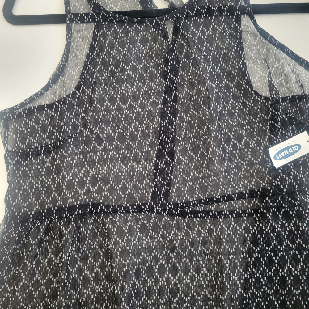 Old Navy Black and White Sheer Blouse
